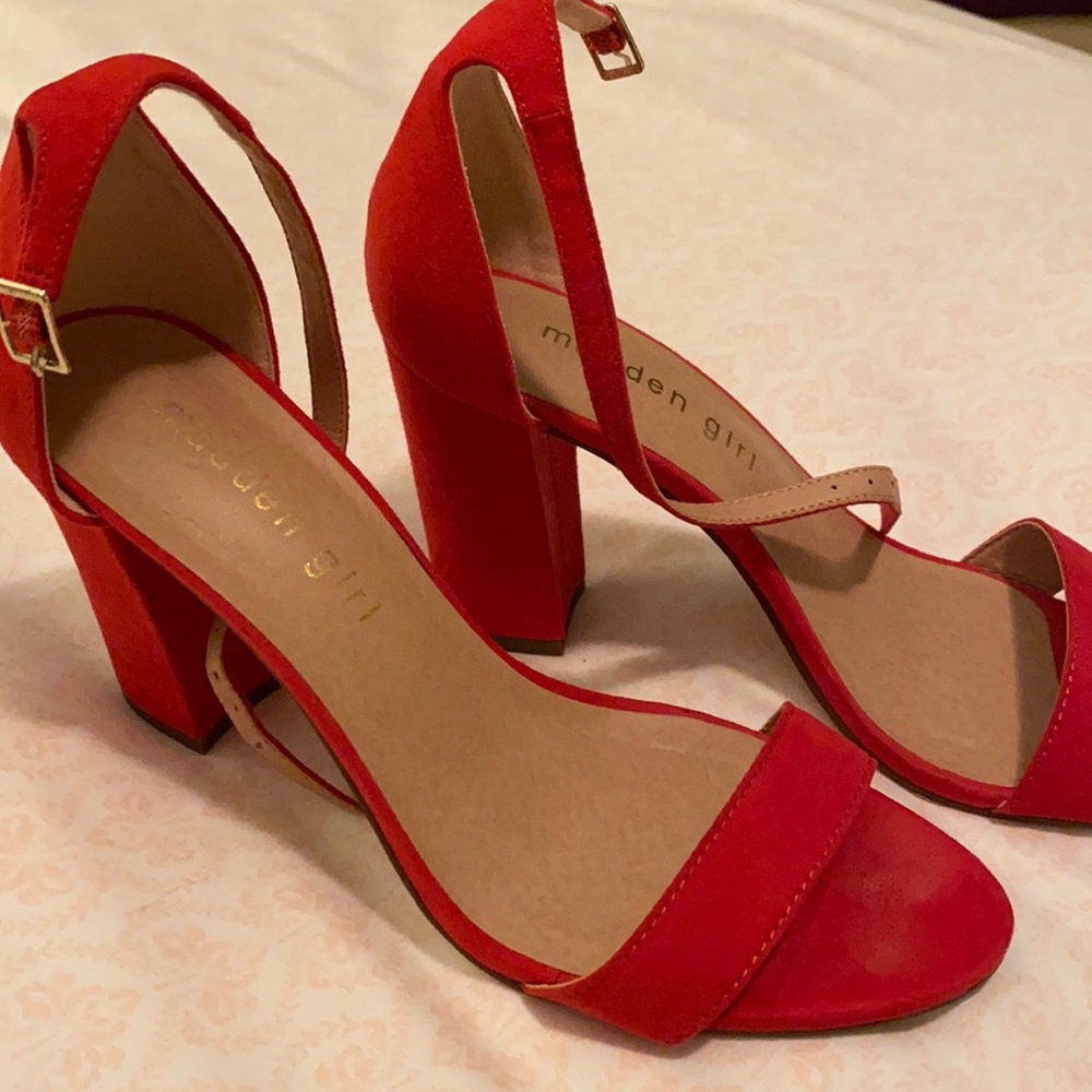 Size 7 Madden Girl Red Suede Heels